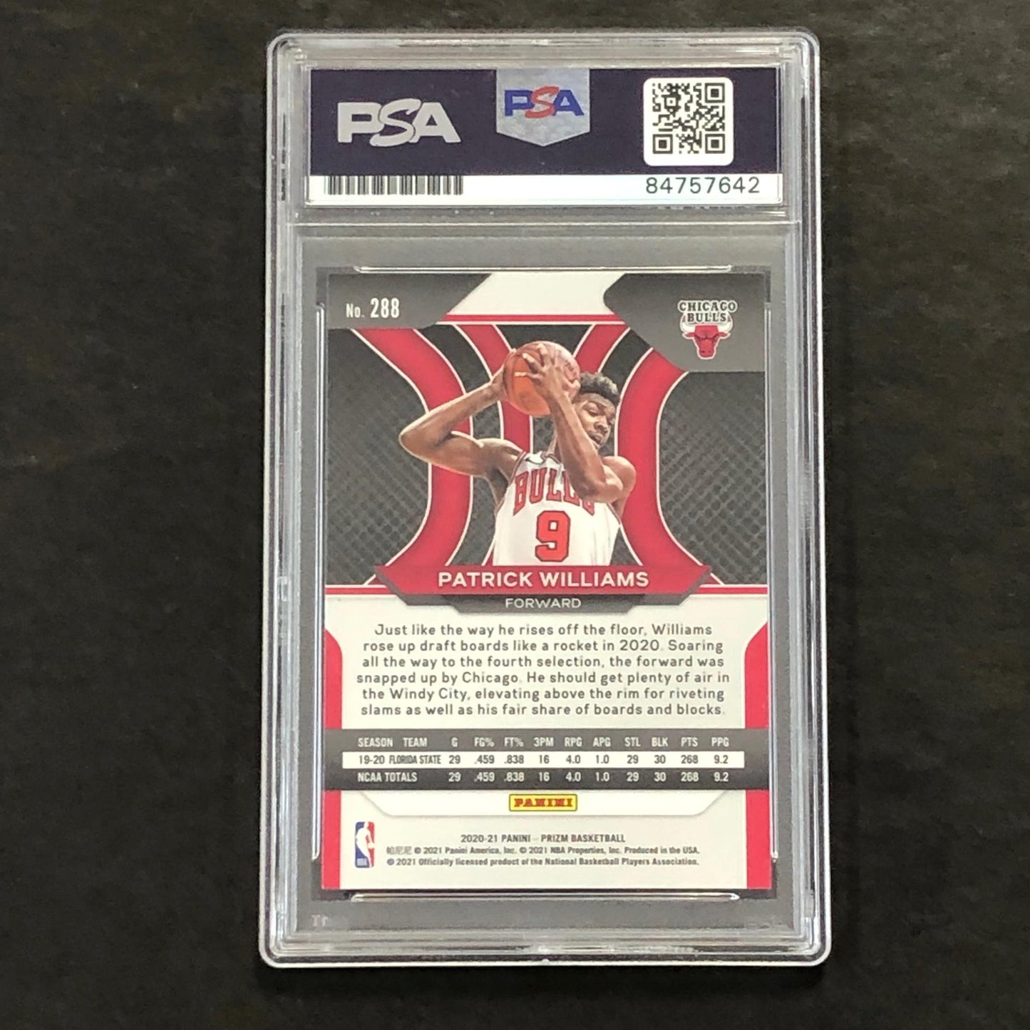 2020-21 Panini Prizm #288 Patrick Williams PSA Slabbed AUTO RC Bulls