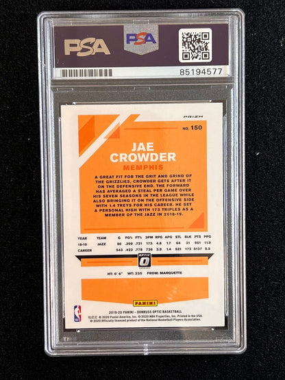 2019-20 Panini Prizm #150 Jae Crowder Signed Card AUTO 10 PSA Slabbed Grizzlies