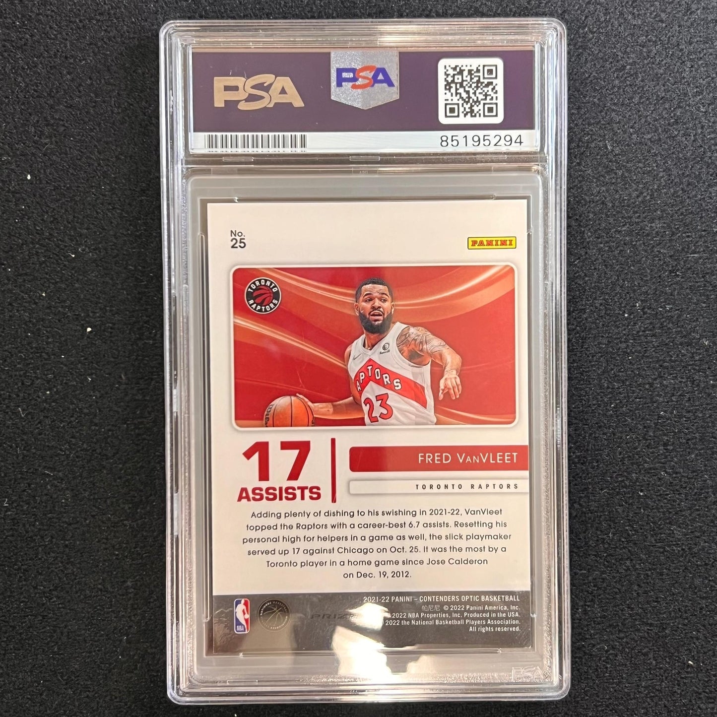 2021-22 Panini Contenders Optic #25 Fred VanVleet Signed Card AUTO PSA Slabbed R
