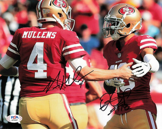 NICK MULLENS DANTE PETTIS signed 8x10 photo PSA/DNA San Francisco 49ers Autograp