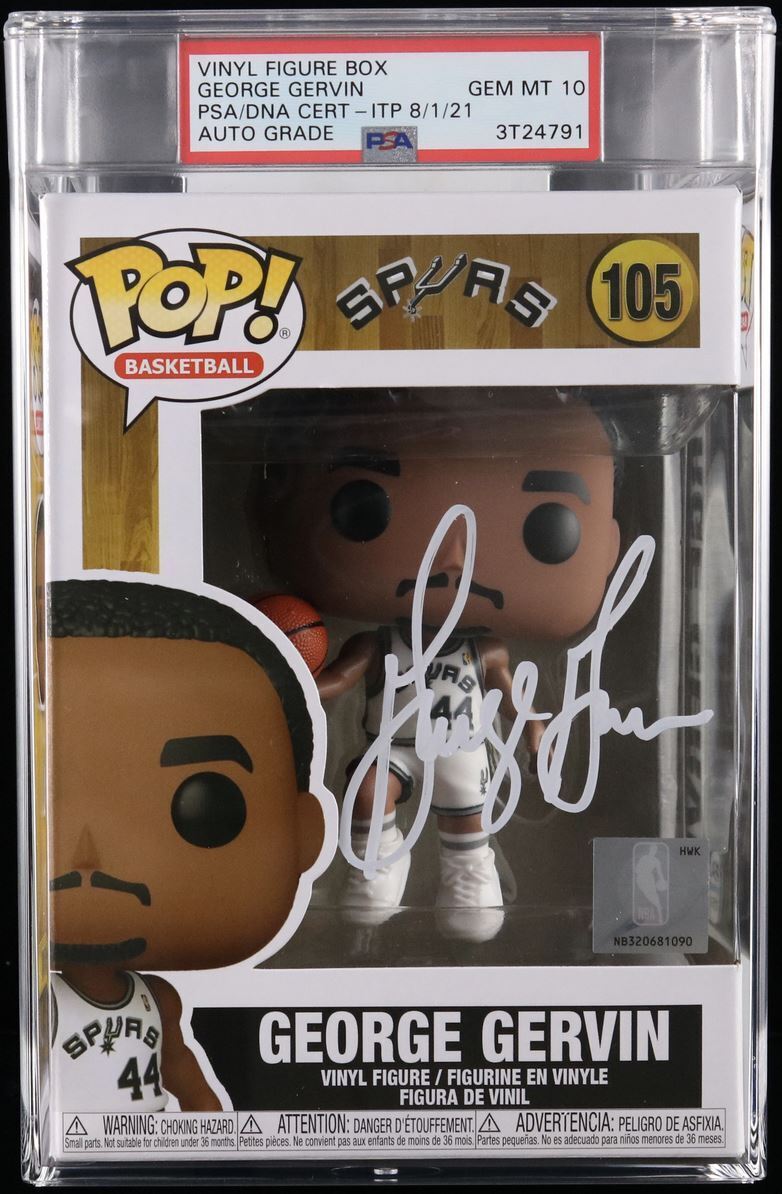 George Gervin Signed Funko Pop #105 PSA/DNA Encapsulated Auto Grade 10 Gem Mint