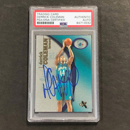 2000-2001 Fleer #9 Derrick Coleman Signed Card AUTO PSA Slabbed Hornets