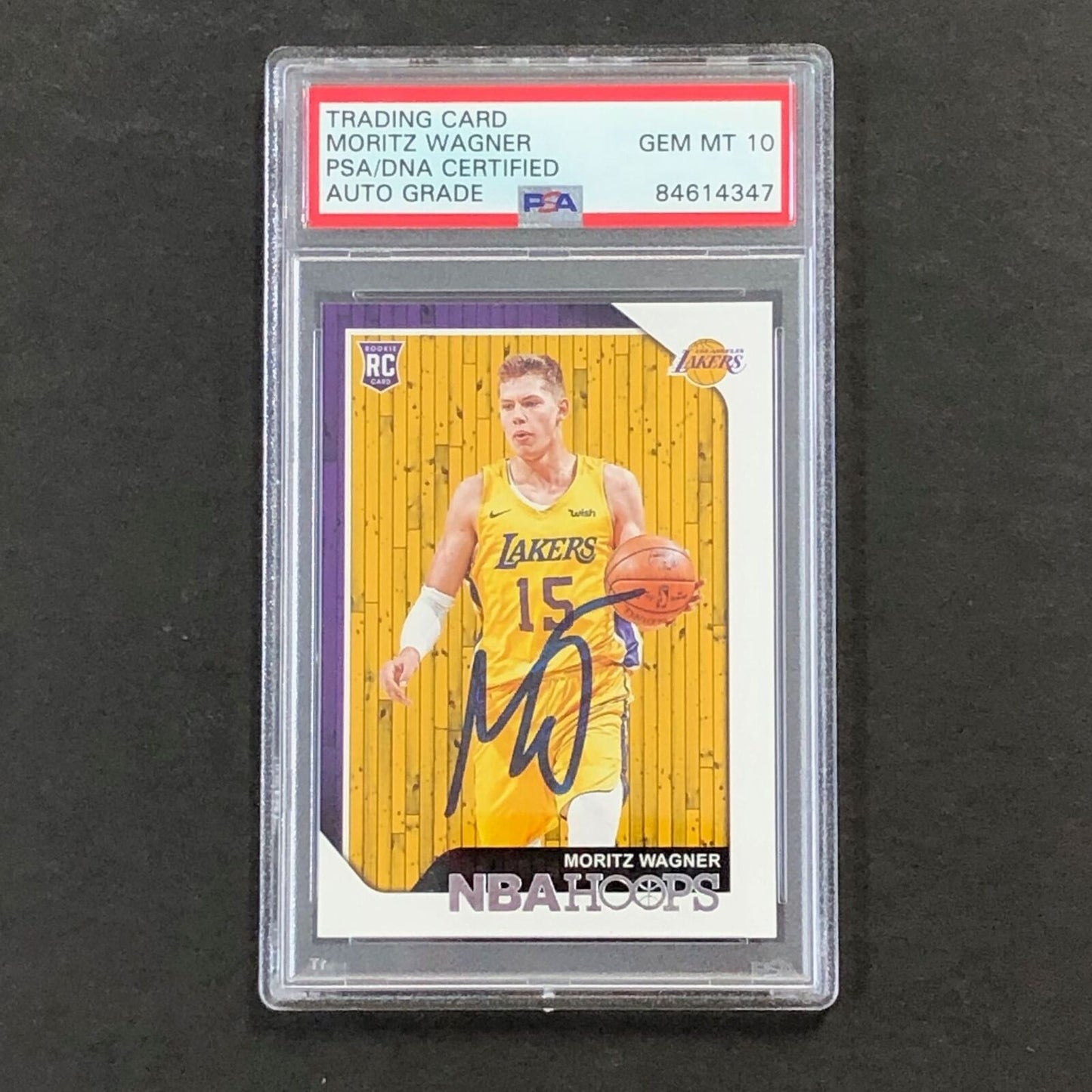 2018-19 NBA Hoops #249 Moritz Wagner Signed Card AUTO 10 PSA Slabbed RC Lakers