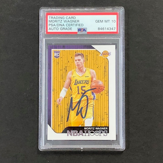 2018-19 NBA Hoops #249 Moritz Wagner Signed Card AUTO 10 PSA Slabbed RC Lakers