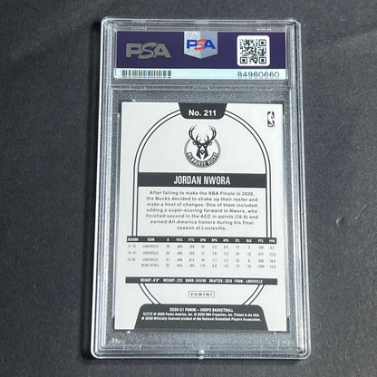 2020-21 Panini Hoops #211 Jordan Nwora Signed Card AUTO PSA/DNA Slabbed RC Bucks