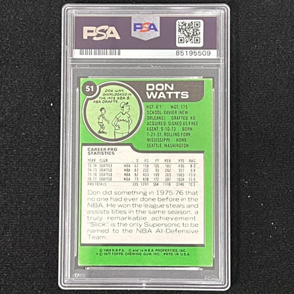 1977 Topps #51 Don Watts Signed Card AUTO PSA Slabbed Sonics