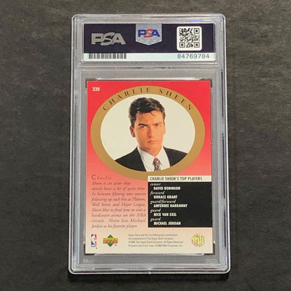 Upper Deck Major Attractions #339 Charlie Sheen Signed Card PSA/DNA Auto 10 Jord