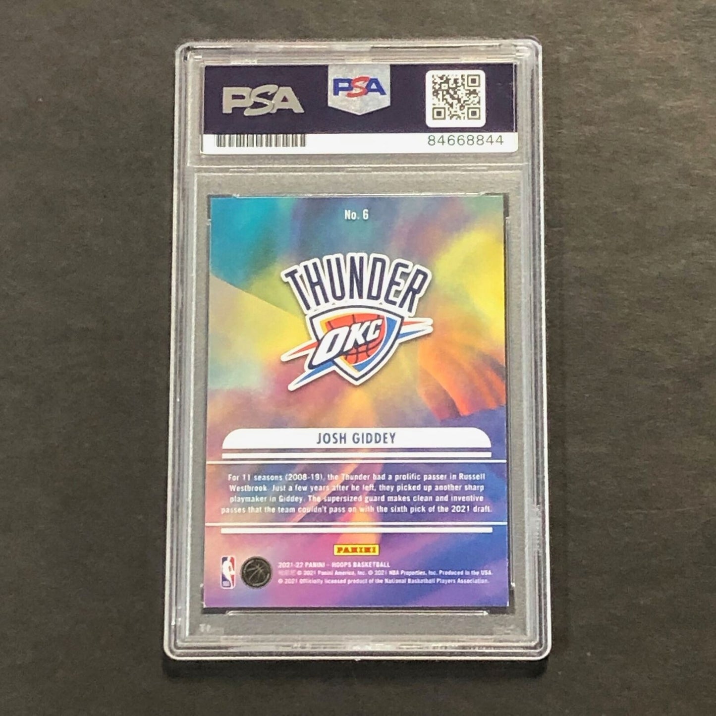 2021-22 NBA Hoops #6 Josh Giddey Signed Card AUTO PSA Slabbed RC Thunder