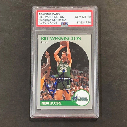 1990 NBA HOOPS #89 Bill Wennington Signed Card AUTO 10 PSA Slabbed RC Mavericks