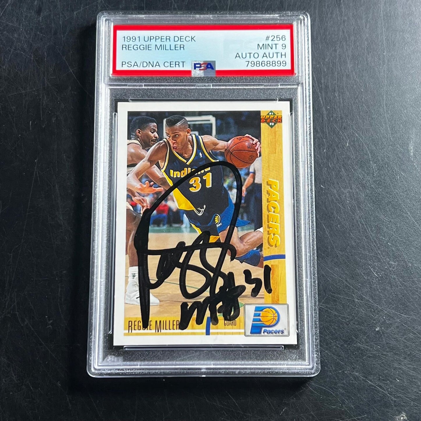 1991 Upper Deck #256 Reggie Miller Signed Card AUTO Authentic MINT 9 PSA Slabbed