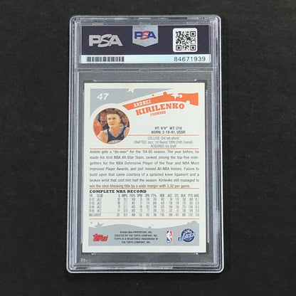 2005 Topps #47 Andrei Kirilenko Signed Card AUTO PSA Slabbed Jazz