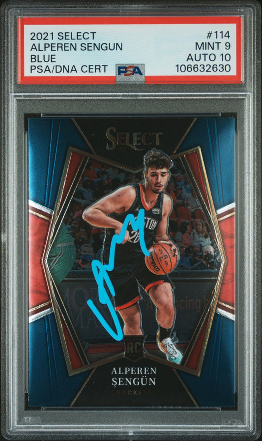 2021 Panini Select #114 Alperen Sengun Blue signed card PSA 9 Auto 10