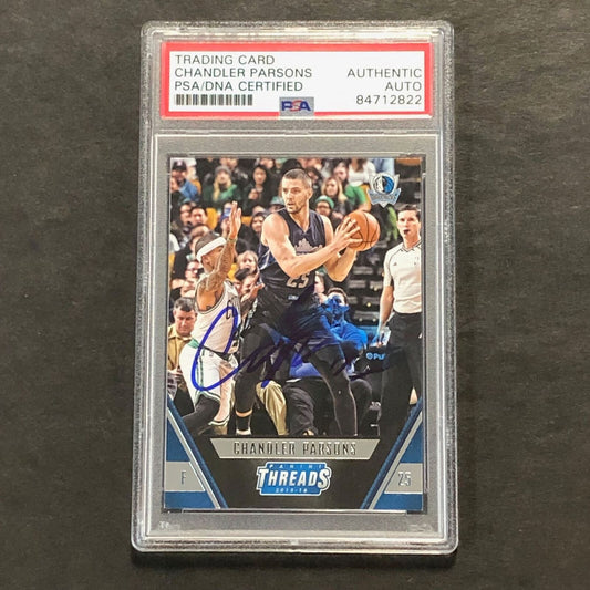 2015-16 Panini Threads #36 Chandler Parsons Signed Card AUTO PSA/DNA Slabbed Mav