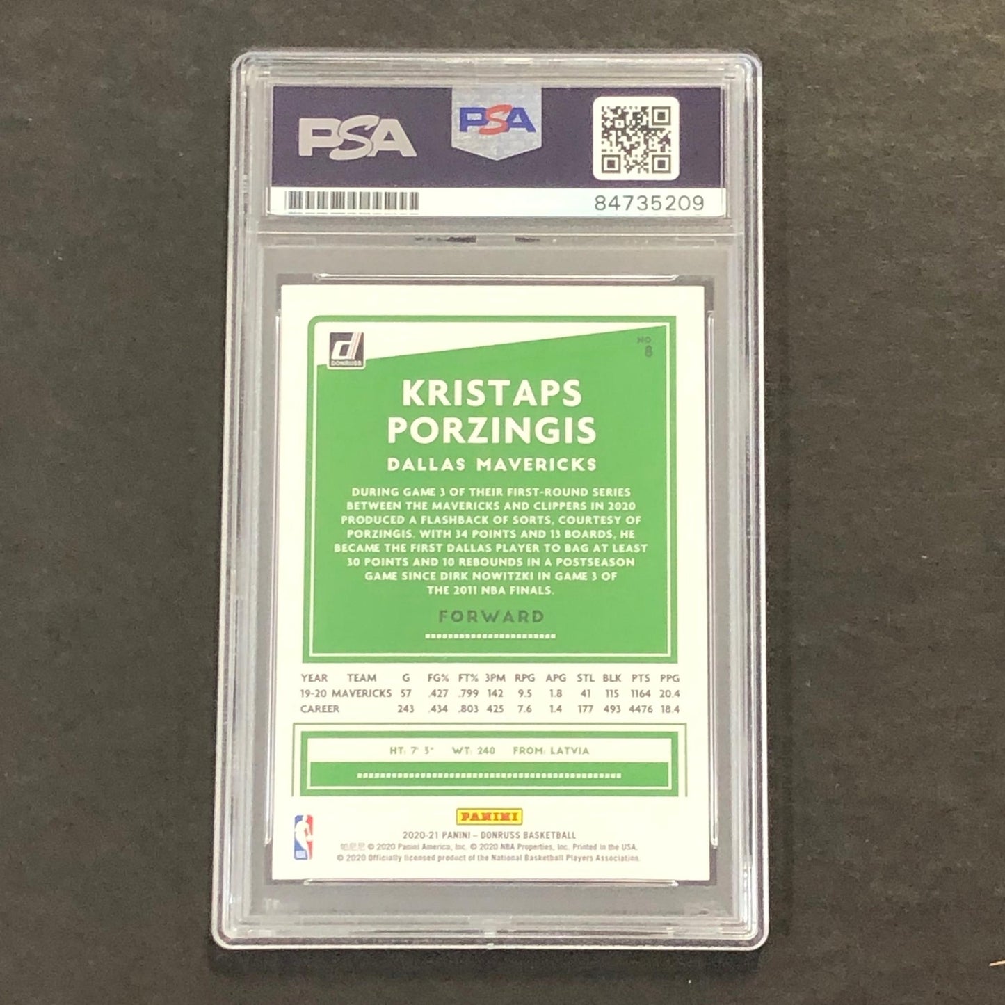 2020-21 Panini Donruss #8 Kristaps Porzingis Signed Card AUTO PSA Slabbed Maveri