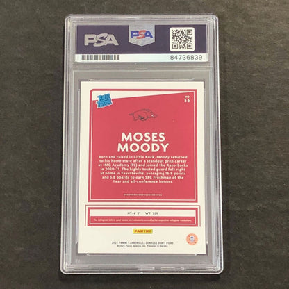 2021-22 Panini Chronicles Draft Picks #36 Moses Moody Signed Card AUTO PSA Slabb