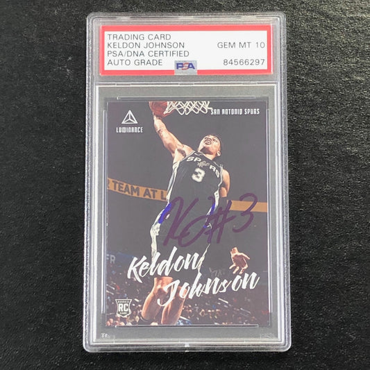 2019-20 Panini Chronicles Luminance #140 Keldon Johnson Signed Card Auto 10 PSA