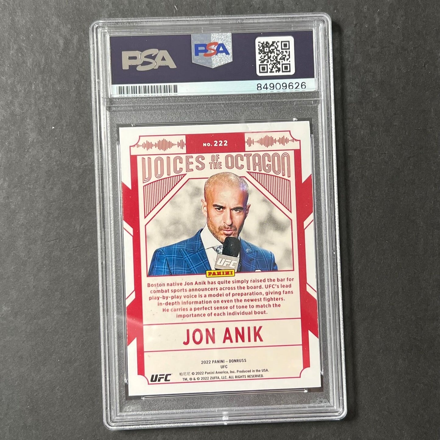 2022 Panini Donruss #222 Jon Anik Signed Card AUTO PSA Slabbed