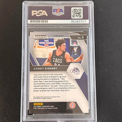 2021 Panini Prizm Draft Picks #8 COREY KISPERT Signed Card AUTO PSA Slabbed Gonz