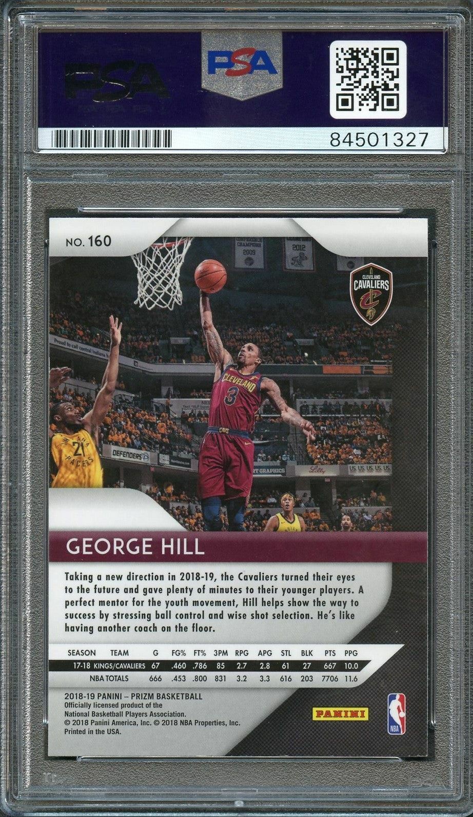 2018-19 Panini Prizm #160 George Hill Signed Card AUTO PSA/DNA Slabbed Cavaliers