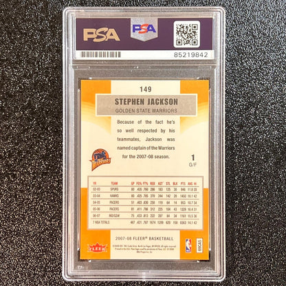 2007-08 Fleer #149 Stephen Jackson Signed Card AUTO PSA Slabbed Warriors