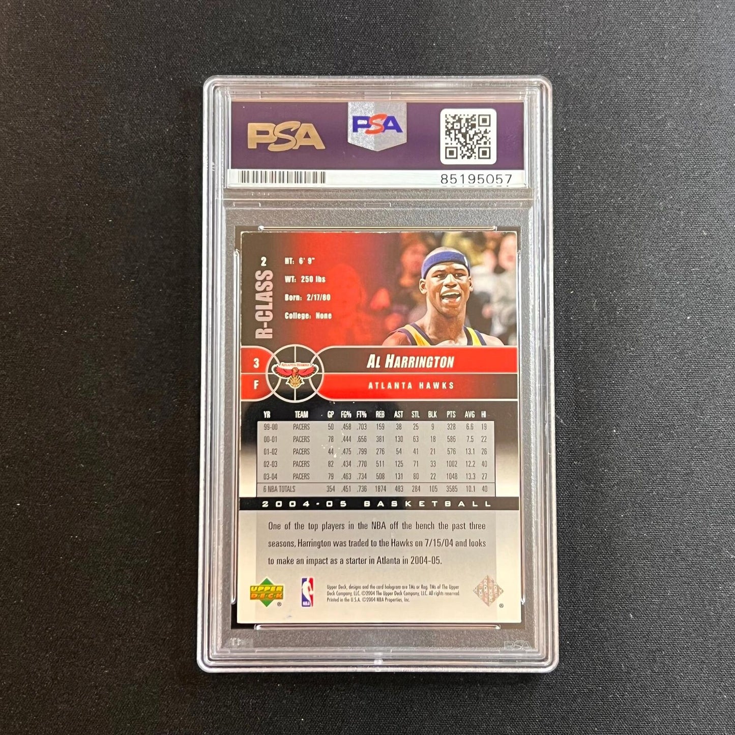 2003-04 Upper Deck B-Class #2 Al Harrington Signed Card AUTO PSA Slabbed Pacers