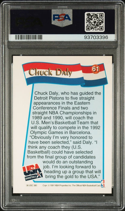 1991 Hoops McDonald's #61 Chuck Daly Signed Card Authentic AUTO 10 PSA Slabbed U