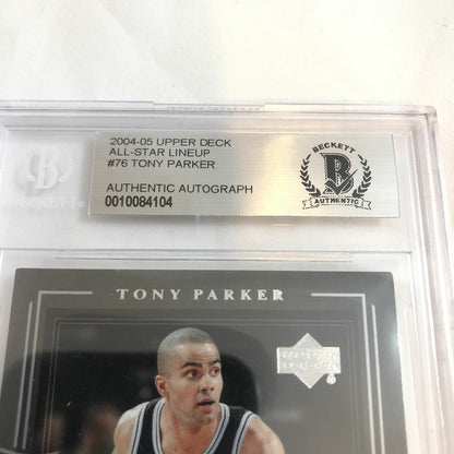 2003-04 Upper Deck All-Star Lineup Tony Parker Signed AUTO #76 BAS BGS Beckett S