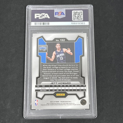 2023 Panini Prizm #132 Jett Howard signed card PSA 8 Auto A