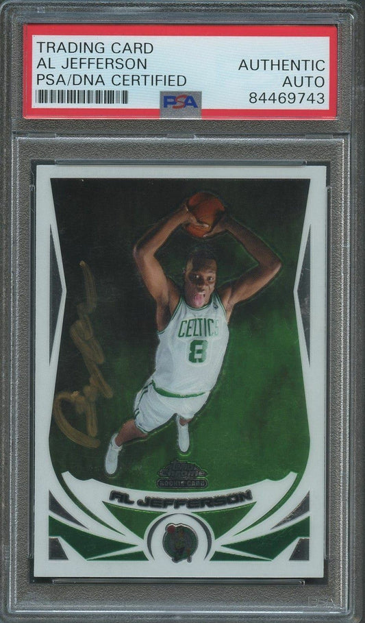 2004 TOPPS CHROME #180 AL JEFFERSON Signed Card AUTO PSA Slabbed RC Celtics