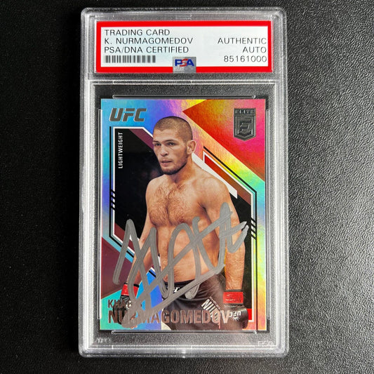 2021 Panini Chronicles Elite #146 Khabib Nurmagomedov Signed Card AUTO PSA Slabb