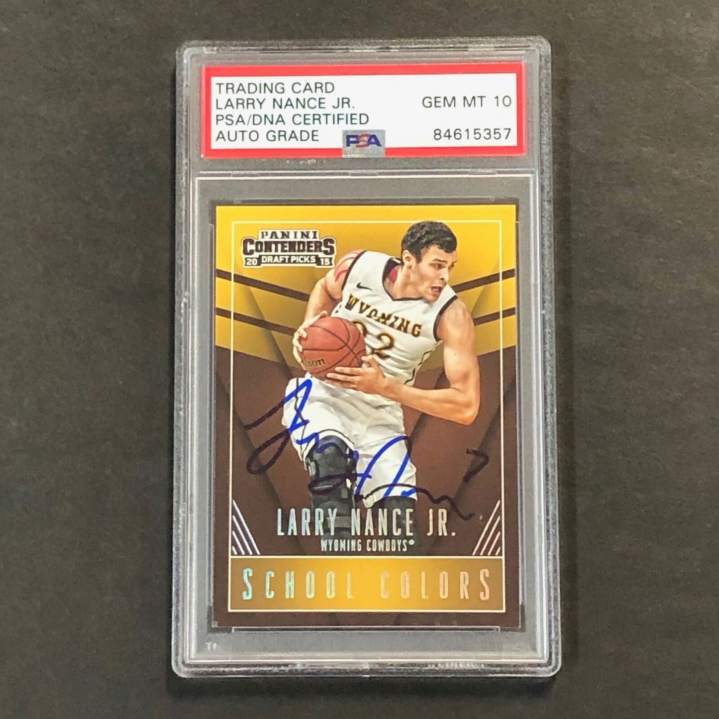 2015-16 Contenders Draft Picks School Colors #49 Larry Nance Jr. Signed Card AUT