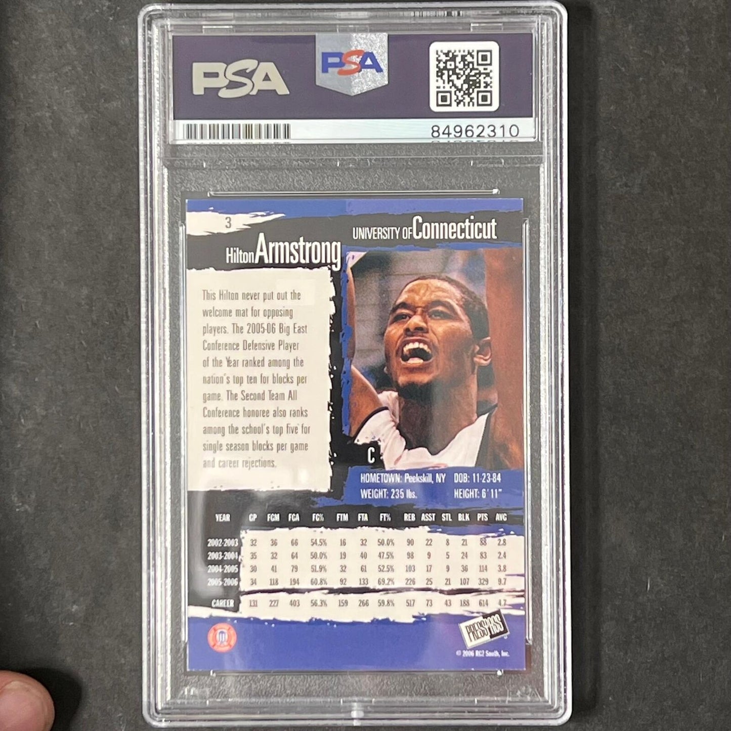 2006 Press Pass #SB3 Hilton Armstrong Signed Card AUTO PSA/DNA Slabbed Connectic