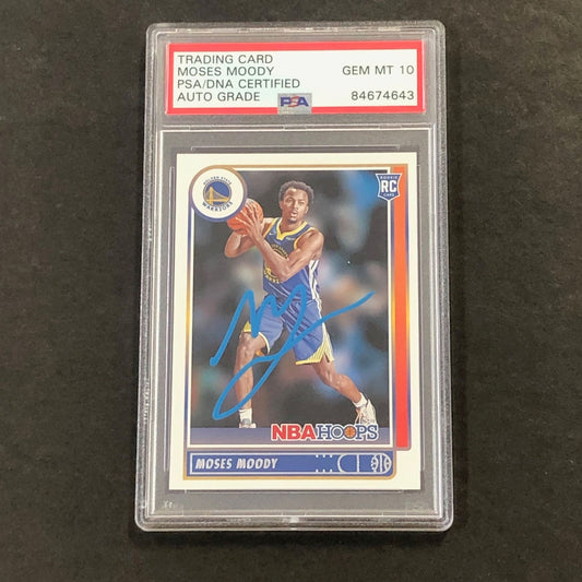 2021-22 Panini NBA Hoops #229 Moses Moody Signed Card AUTO 10 PSA Slabbed Warrio