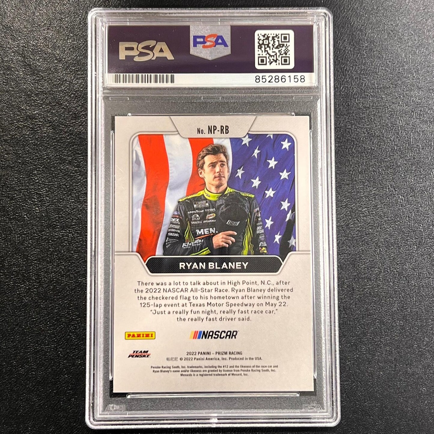 2022-23 Panini Prizm Racing #NP-NB Ryan Blaney Signed Card AUTO PSA/DNA Slabbed