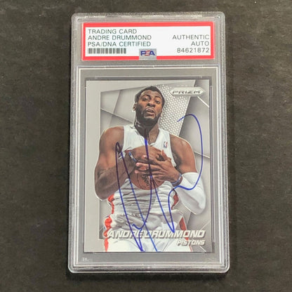 2014-15 Panini Prizm #67 Andre Drummond Signed Card AUTO PSA Slabbed Pistons