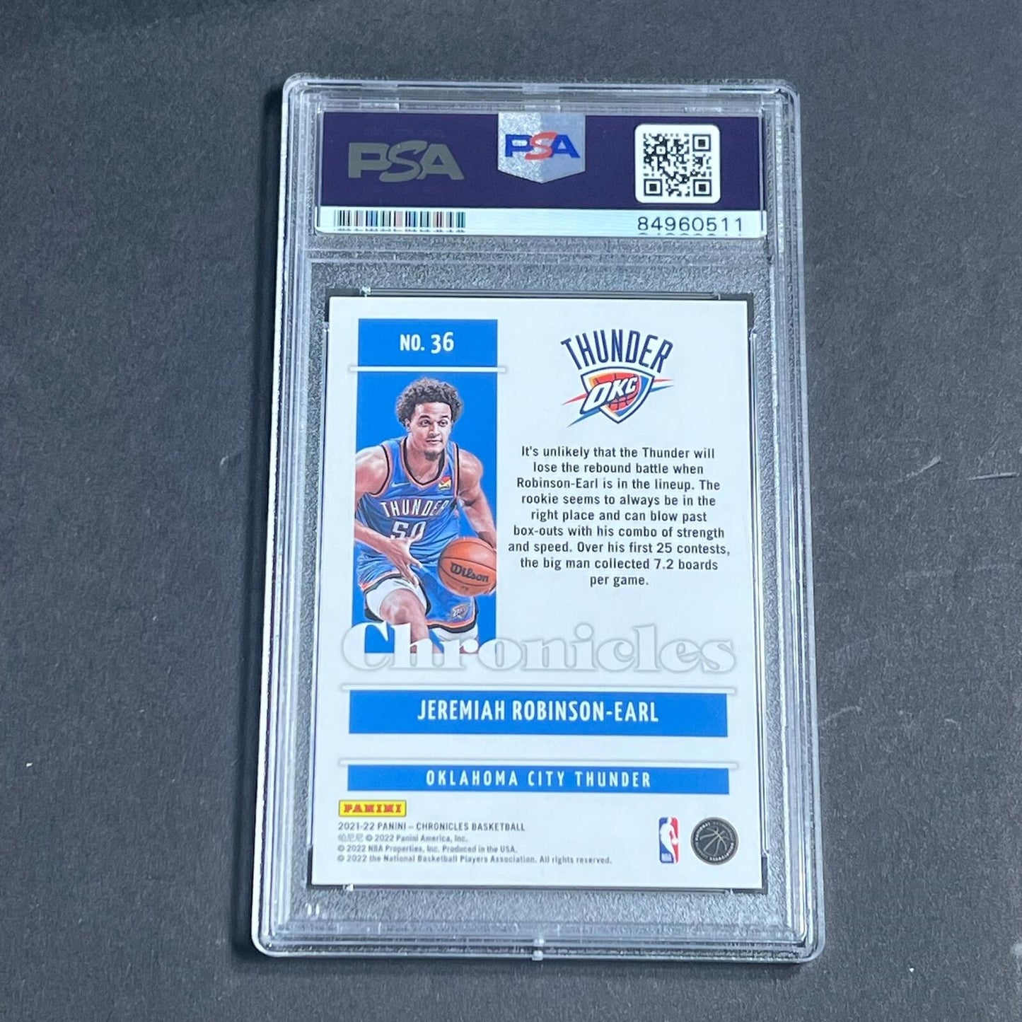 2021-22 Panini Chronicles #36 Jeremiah Robinson-Earl Signed Card AUTO PSA Slabbe