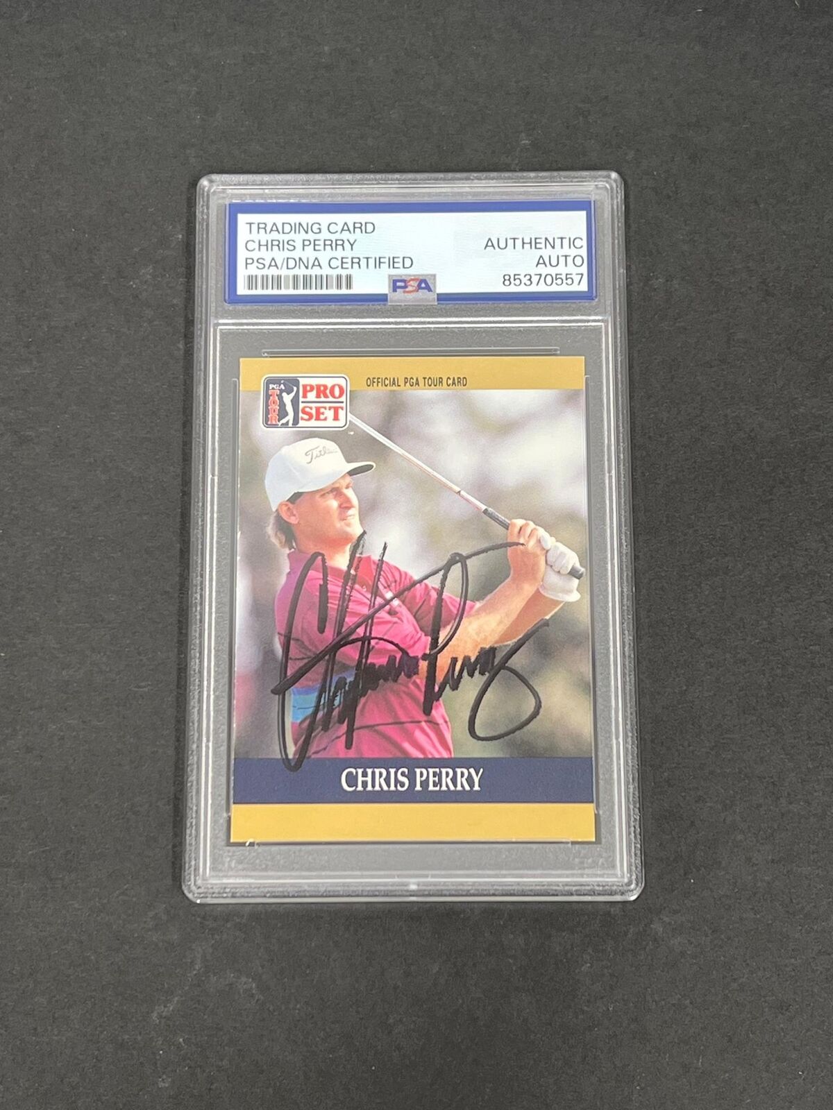 1990 PGA Tour Pro Set #63 Chris Perry Signed Card PSA/DNA Autographed Slabbed Go