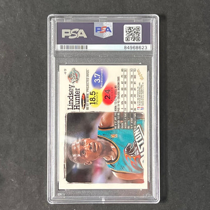 1997-98 Skybox NBA Hoops #49 Lindsey Hunter Signed Card AUTO PSA Slabbed Pistons