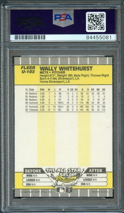 1989 Fleer Update Baseball # U-103 Wally Whitehurst Signed Card PSA Slabbed Auto