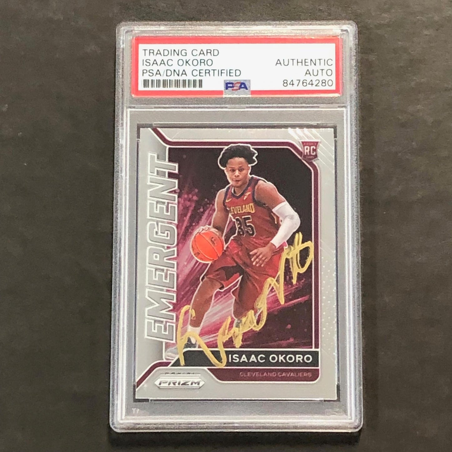 2020-21 Panini Prizm Emergent #15 Isaac Okoro Signed Card AUTO PSA Slabbed RC Ca