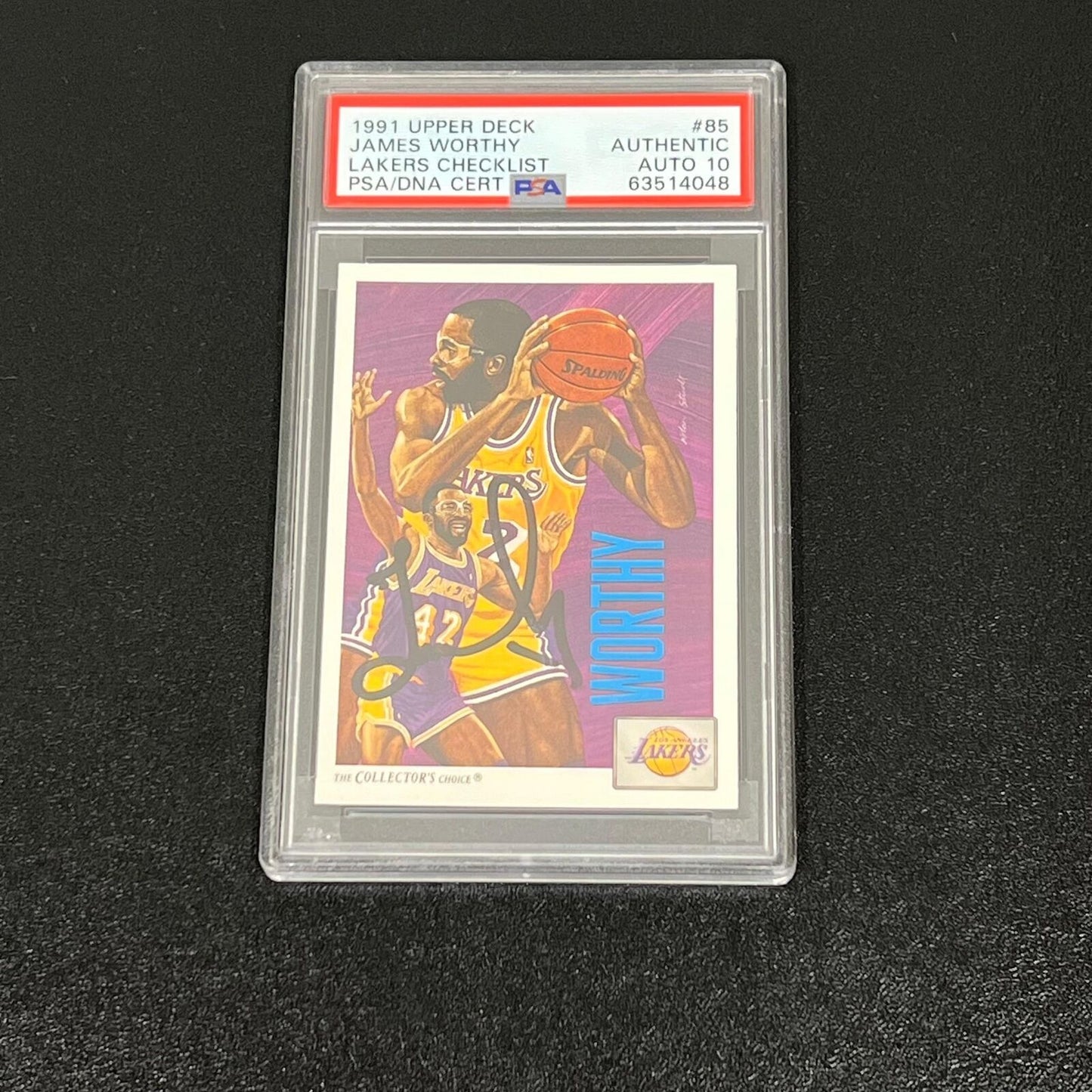 1991 The Collectors Choice #85 James Worthy Signed Card PSA AUTO 10 Slabbed Los