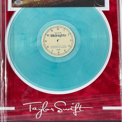 Taylor Swift Signed Vinyl Cover PSA/DNA AUTO 30x20 Framed Midnights