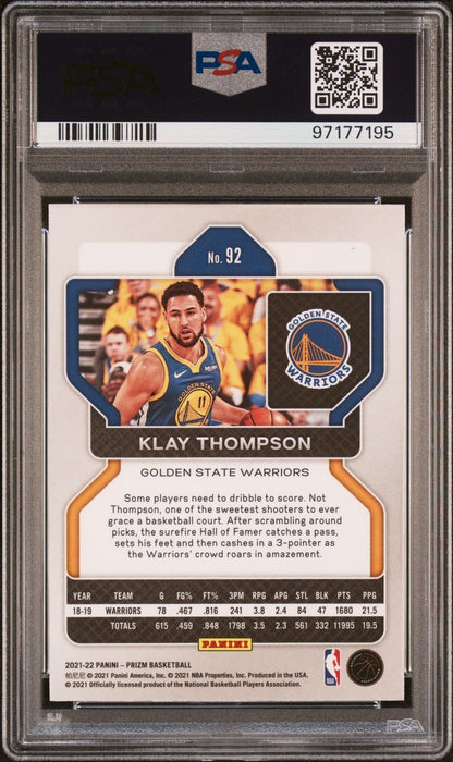 2021-22 Panini Prizm #92 Klay Thompson Signed Card AUTO PSA Slabbed