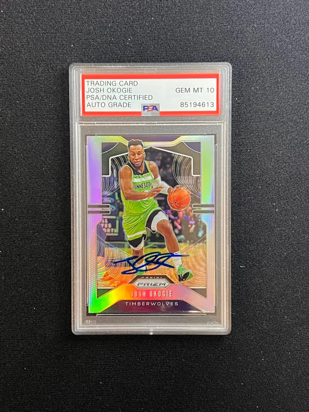 2019-20 Panini Prizm #163 Josh Okogie Signed Rookie Card AUTO 10 PSA Slabbed Tim