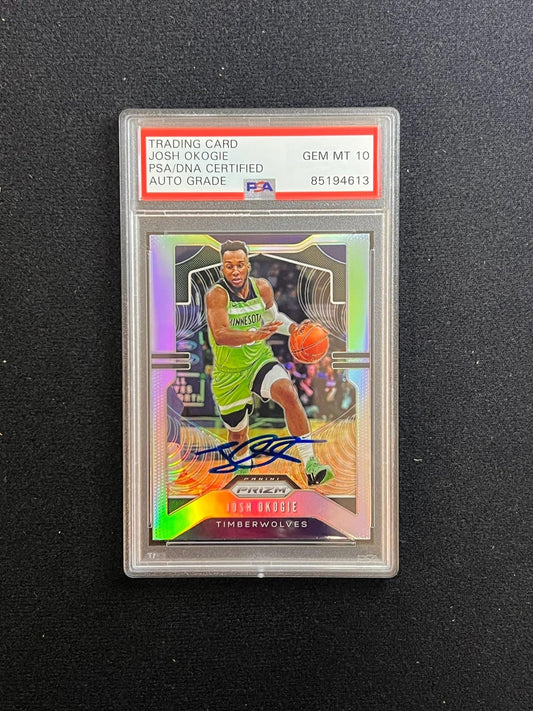 2019-20 Panini Prizm #163 Josh Okogie Signed Rookie Card AUTO 10 PSA Slabbed Tim