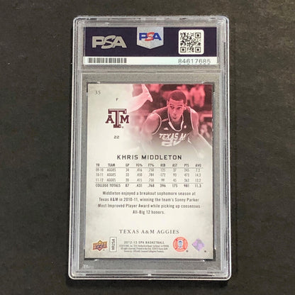 2012-13 Upper Deck SP Authentic #35 Khris Middleton Signed Card AUTO 10 PSA/DNA