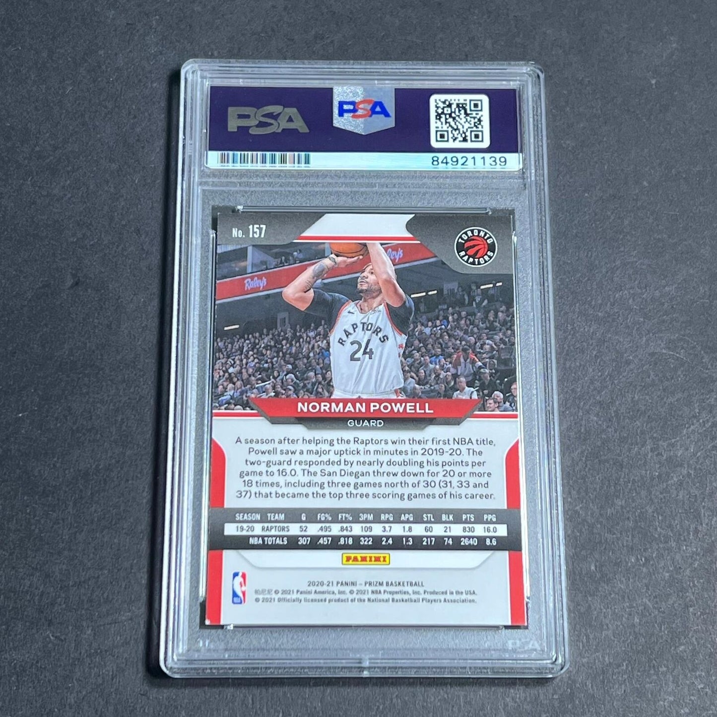 2020-21 Panini Prizm #157 Norman Powell Signed Card AUTO PSA Slabbed Raptors