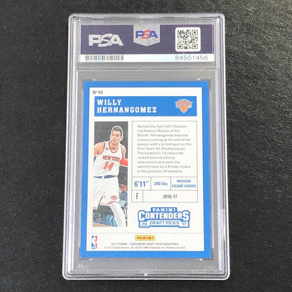 2017-18 Contenders Draft Picks #49 Willy Hernangomez Signed Card AUTO PSA Slabbe