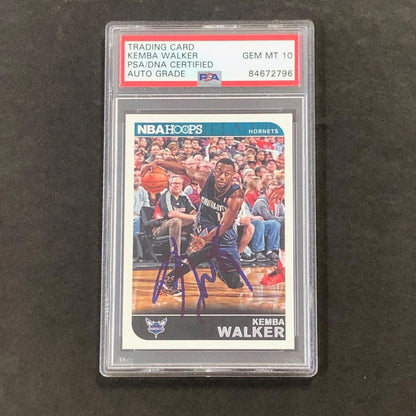 2014-15 NBA Hoops #83 Kemba Walker Signed Card AUTO 10 PSA Slabbed Hornets