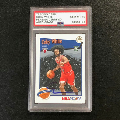 2019-20 NBA Hoops Winter Tribute #295 Coby White Signed Card AUTO 10 PSA Slabbed